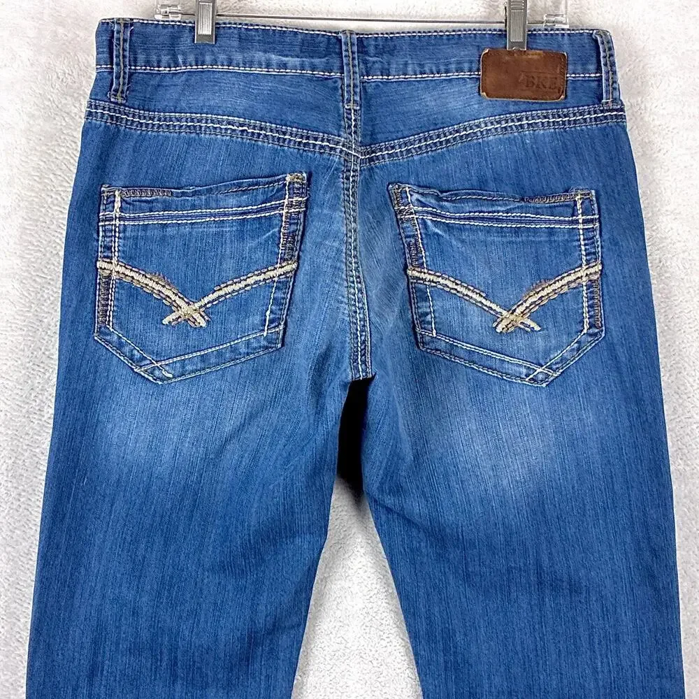 BKE Jeans Mens 34L Carter Faded Whiskered Stretch Western Cowboy Classic Y2K